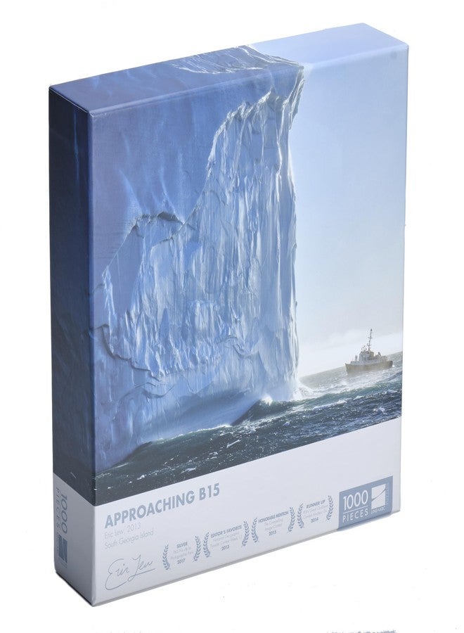 LINE+ARC Award-Winning Photo Puzzle (National Geographic Traveler Editor's Favorite) by Eric Lew - 1000 Pieces (20" by 29") "Approaching B15 Challenging Difficult Nature Iceberg Antarctica Scenery Blue Ocean - Image 1